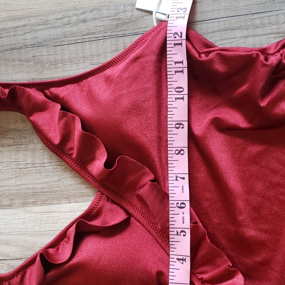 LADIES NWT CUPSHE RUFFLED ONE PIECE SWIMSUIT WITH TIE BELT SZ SMALL - Picture 7 of 15